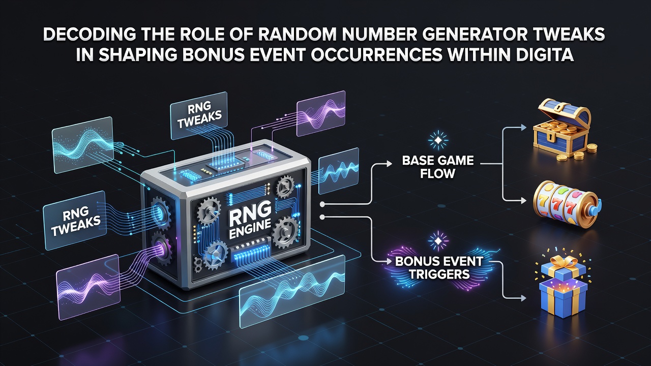 Technical diagram showing RNG parameter adjustments and their impact on bonus event probabilities in digital slots