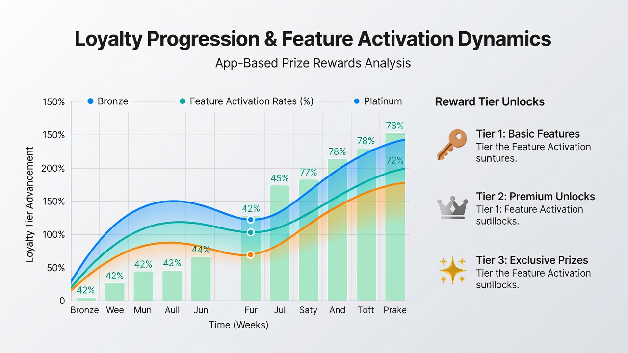 Data visualization showing correlation curves between loyalty tiers and feature activation frequencies