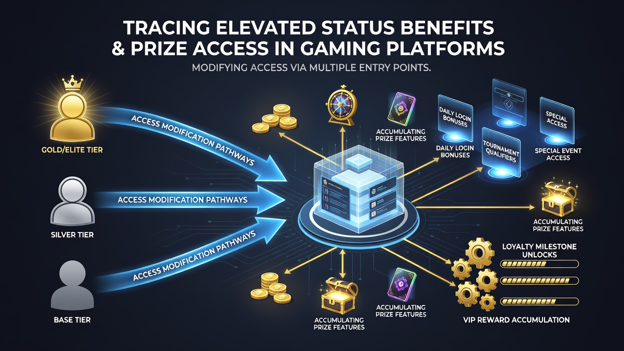 Electronic gaming platform interface showing status tier indicators and progressive prize accumulation meters